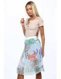 Pleated skirt with plant motifs, blue MP81827 - Online store - Boutique